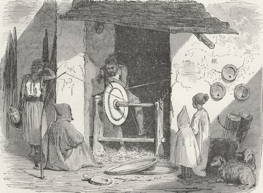 ALGERIA. Kabyle, Arab, moor & Jew. turner, his wheel 1880 old antique print