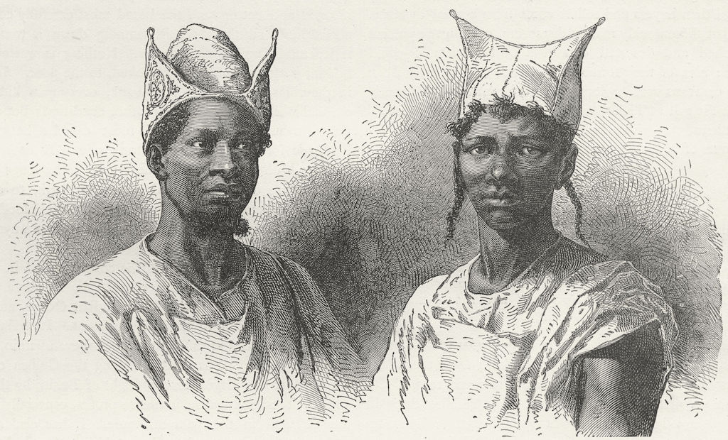 MALI. Bambaras & head-dresses 1880 old antique vintage print picture