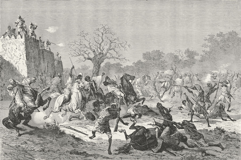 MALI. Bambaras attack Besiegers 1880 old antique vintage print picture