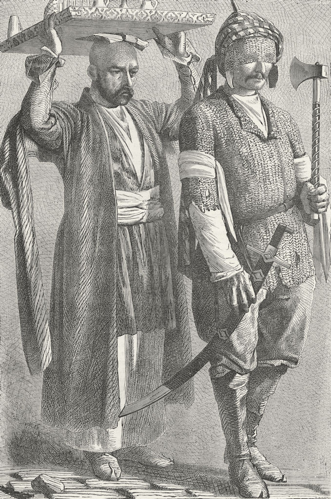 CAUCASUS. Caucasian Prince in Chain Armour 1880 old antique print picture