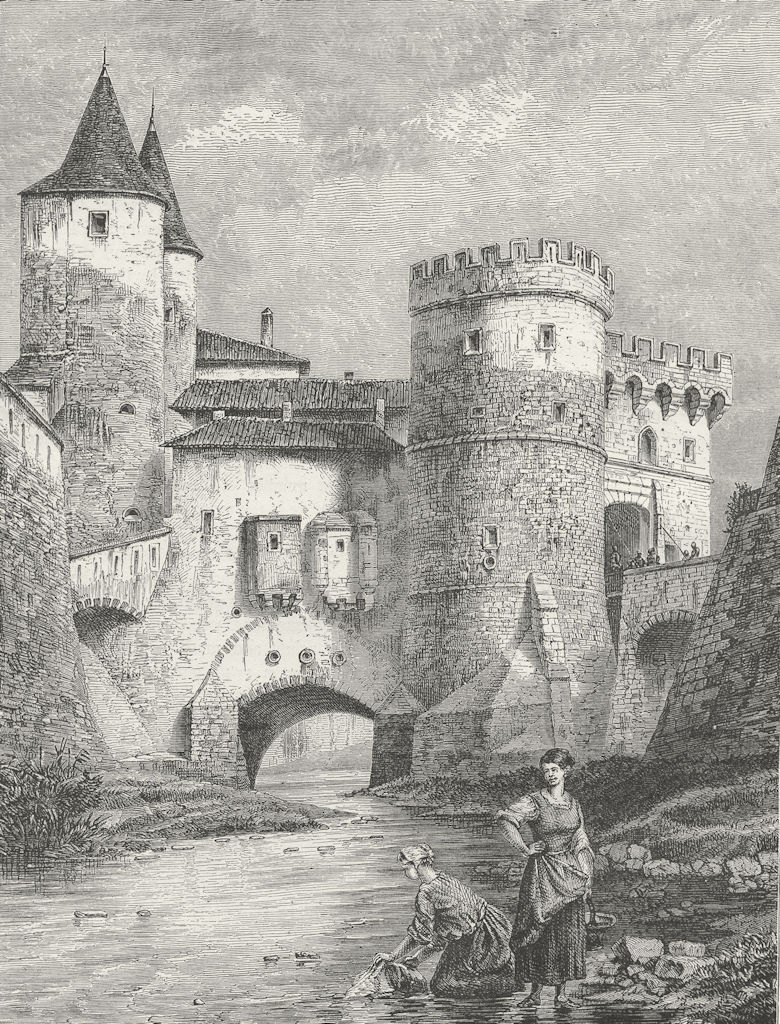 FRANCE. Alsace & Lorraine. Germans gate, Metz 1880 old antique print picture