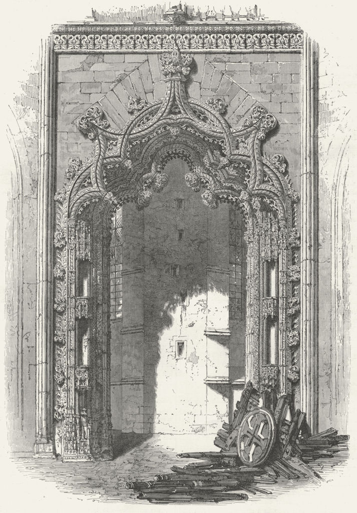 WISCONSIN. Archway, Capella Imperfeita, Batalha 1880 old antique print picture