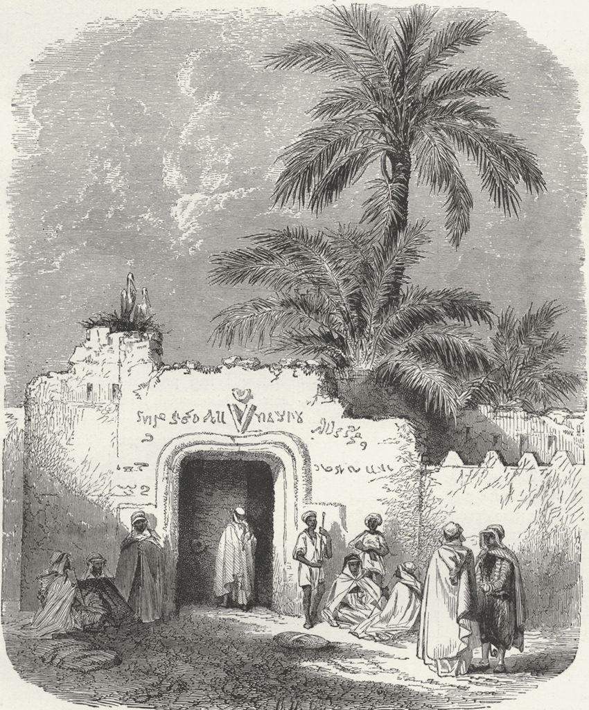 MOROCCO. Baba achmed gateway, Onergla 1880 old antique vintage print picture