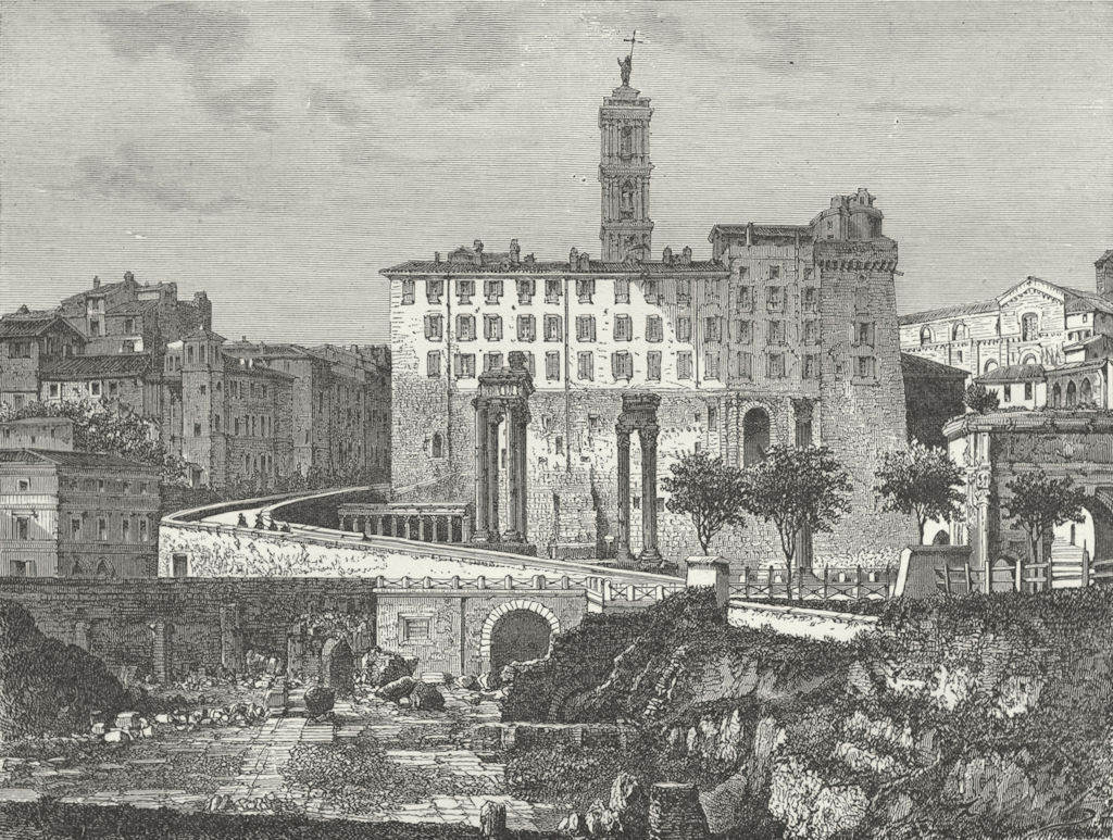 ROME. 1st visit to. View from forum 1880 old antique vintage print picture