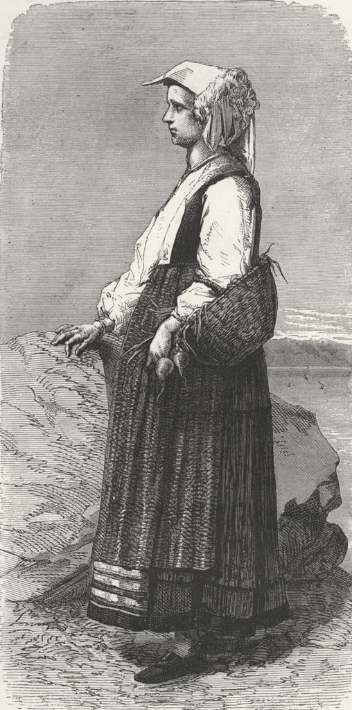 Associate Product ITALY. Gulf of La Spezia. Peasant woman 1880 old antique vintage print picture