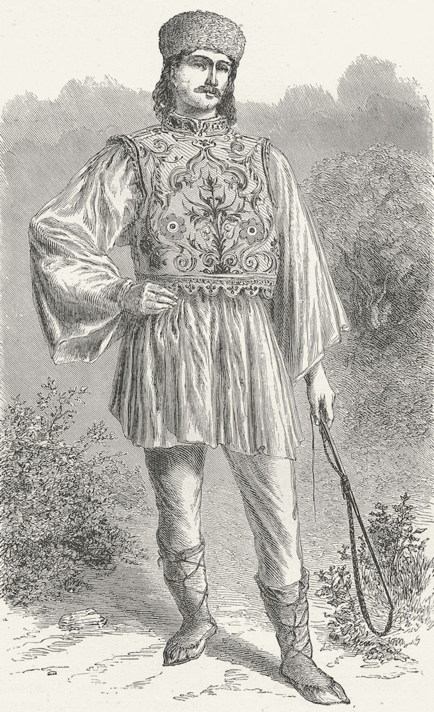 COSTUME. Danubian Principalities. Wallachian peasant 1880 old antique print