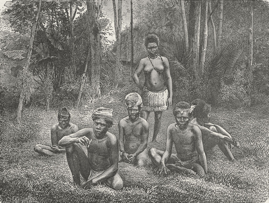 Associate Product NEW CALEDONIA. Group of natives 1880 old antique vintage print picture