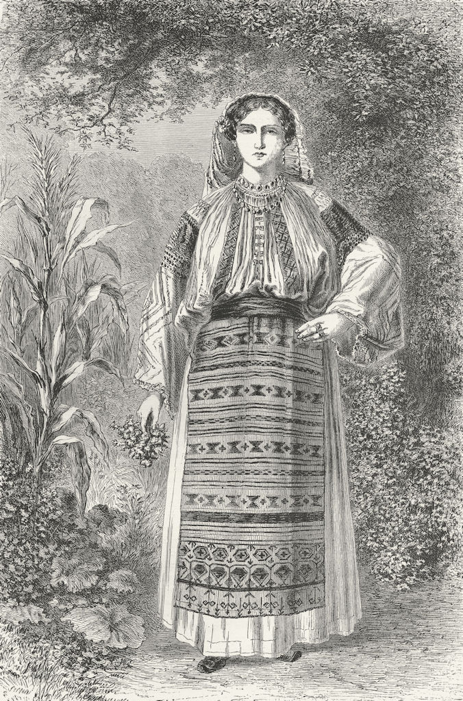 Associate Product COSTUME. Wallachian Peasant-Woman-Pedro's wife 1880 old antique print picture