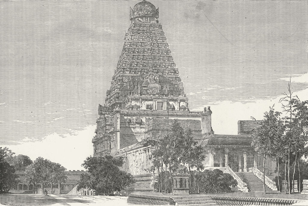 Associate Product INDIA. Temples. Gt entry Gate of Pagoda Thanjavur 1880 old antique print