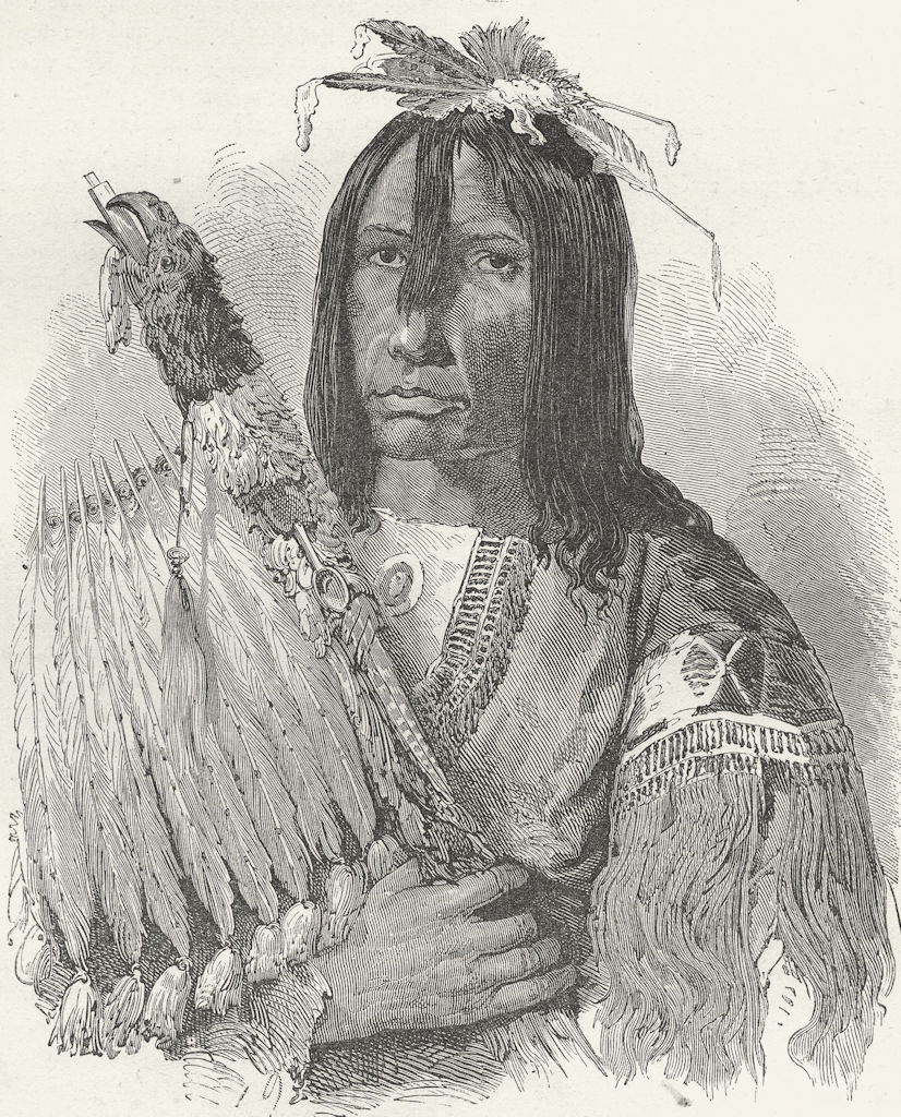 CANADA. Hashquaht Chief, in War-dress 1880 old antique vintage print picture