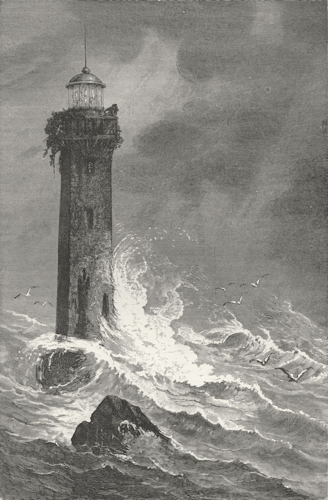 FLORIDA. Hazard Lighthouse  1880 old antique vintage print picture