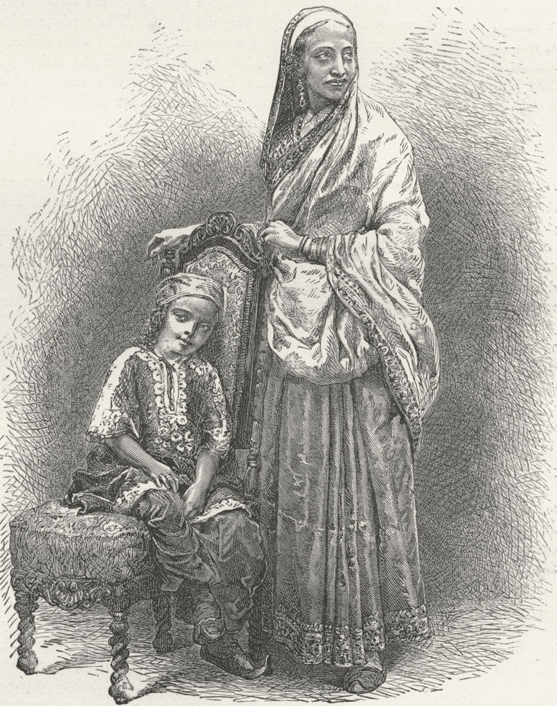 INDIA. Mumbai & Malabar Coast. Parsee Lady 1880 old antique print picture