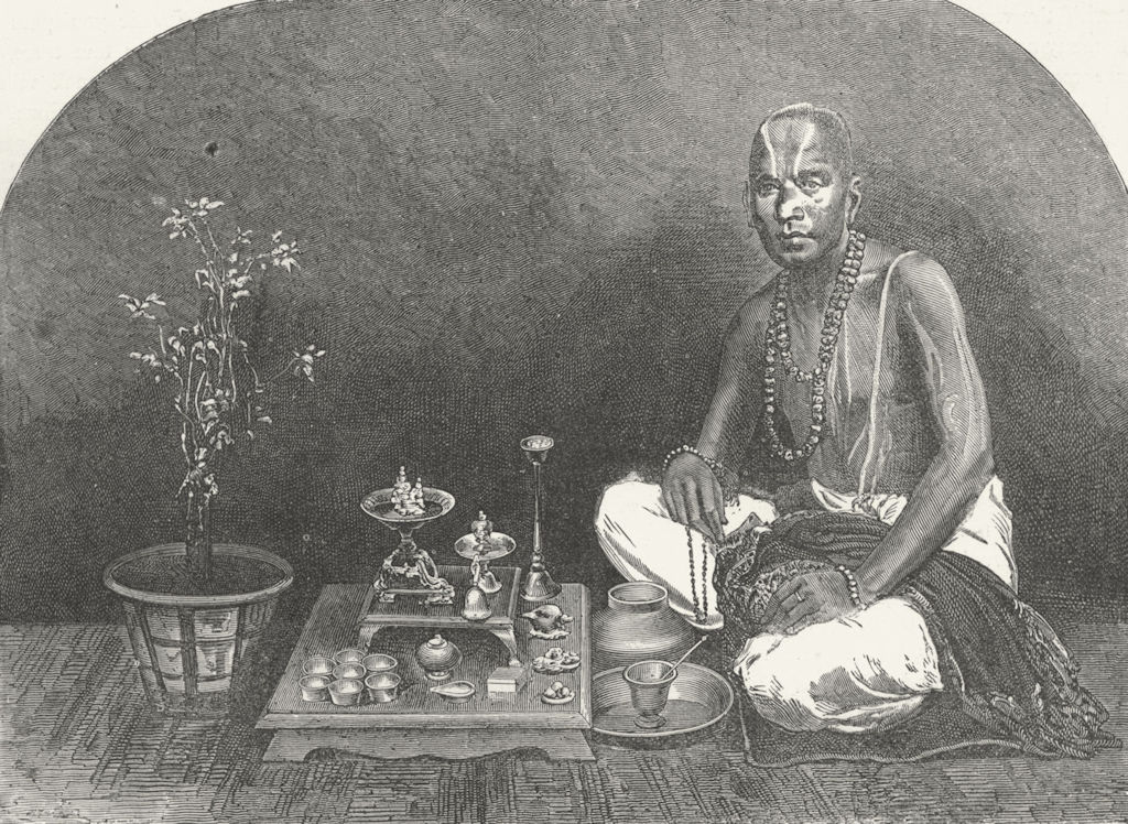 Associate Product INDIA. Mumbai & Malabar Coast. Brahmin, Prayer 1880 old antique print picture