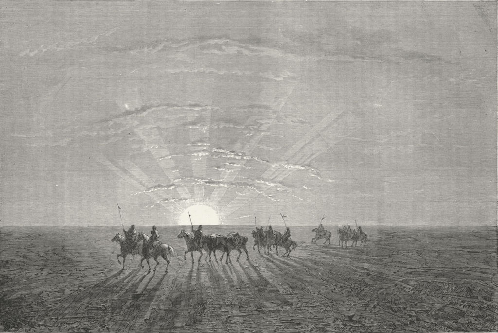 UZBEKISTAN. Travelling across Desert of Khiva 1880 old antique print picture