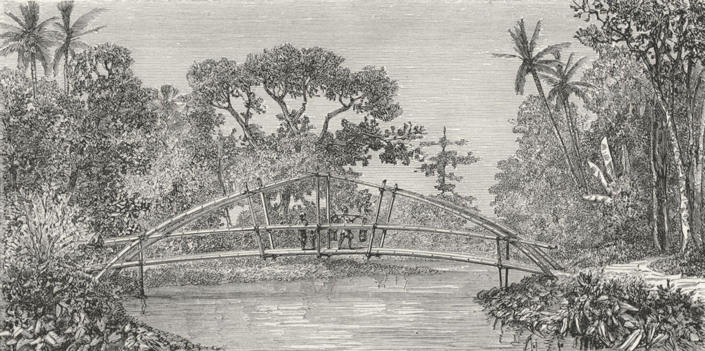 LANDSCAPES. Borneo. River  1880 old antique vintage print picture