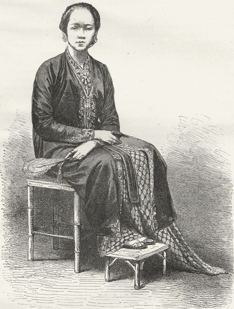 INDONESIA. Borneo. Princess Saripa, Java 1880 old antique print picture