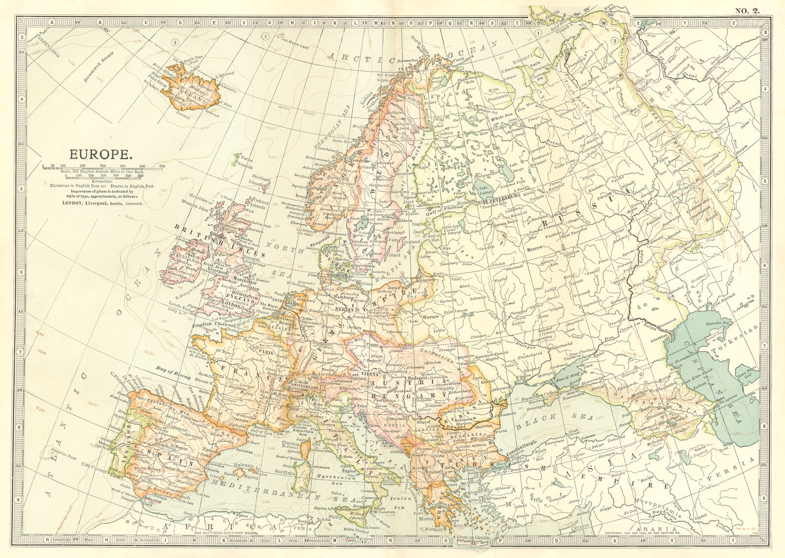 EUROPE. Europe 1903 old antique vintage map plan chart