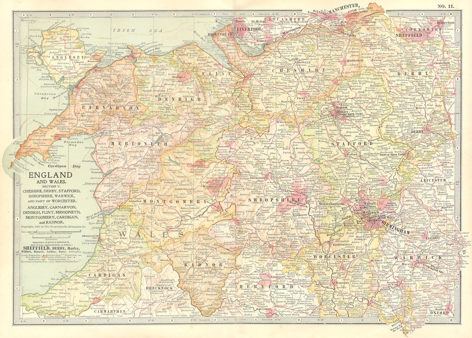 Associate Product NORTH WALES WEST MIDLANDS. Cheshire Derbyshire Staffordshire Shrops 1903 map