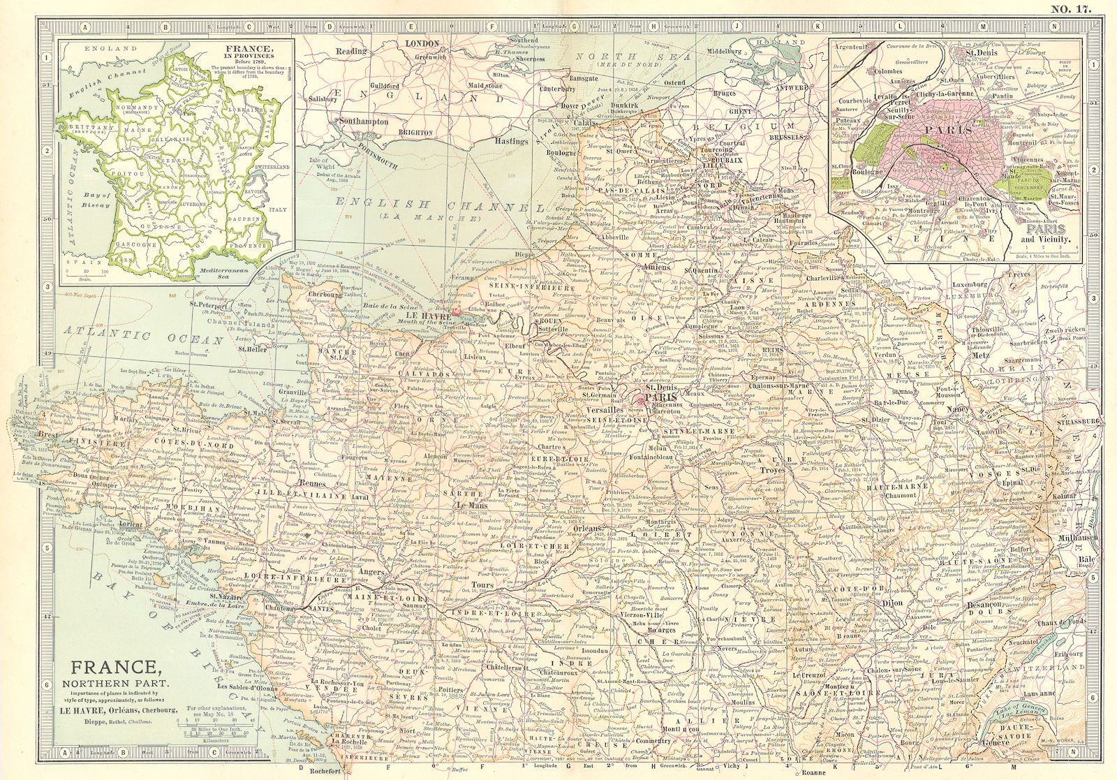 FRANCE NORTH. Provinces <1789. Paris. Shows key battlefields & dates 1903 map