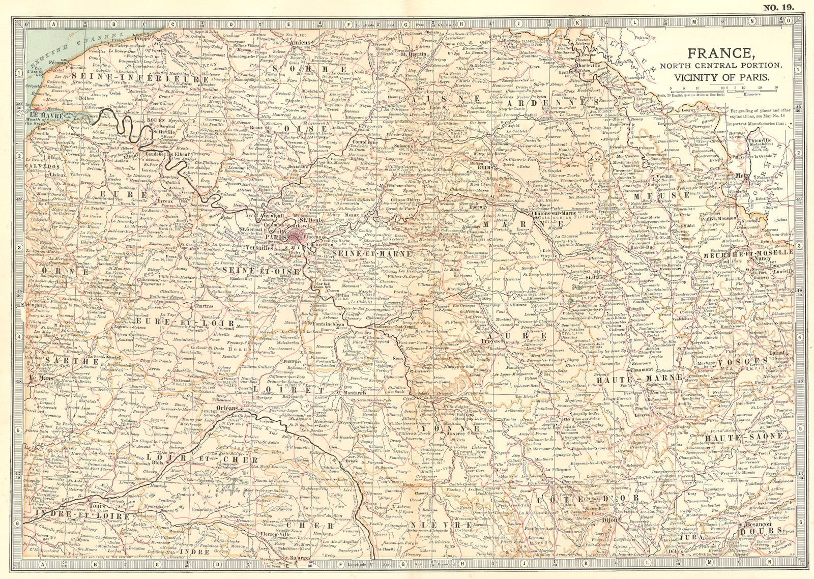 N FRANCE.Battles/dates Napoleonic/Revolutionary/Franco-Prussian wars 1903 map