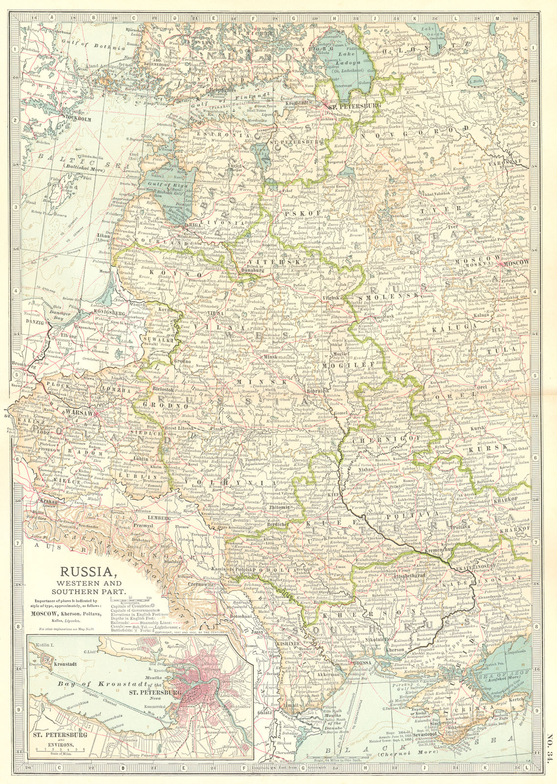 E EUROPE.Russia Ukraine Poland Baltics St Petersburg. w/ battlefields 1903 map