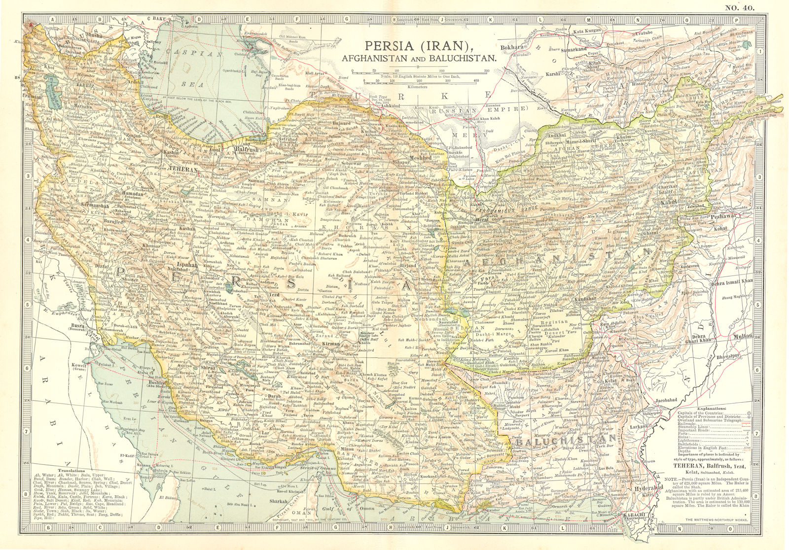 IRAN. Persia Afghanistan & Baluchistan Pakistan 1903 old antique map chart