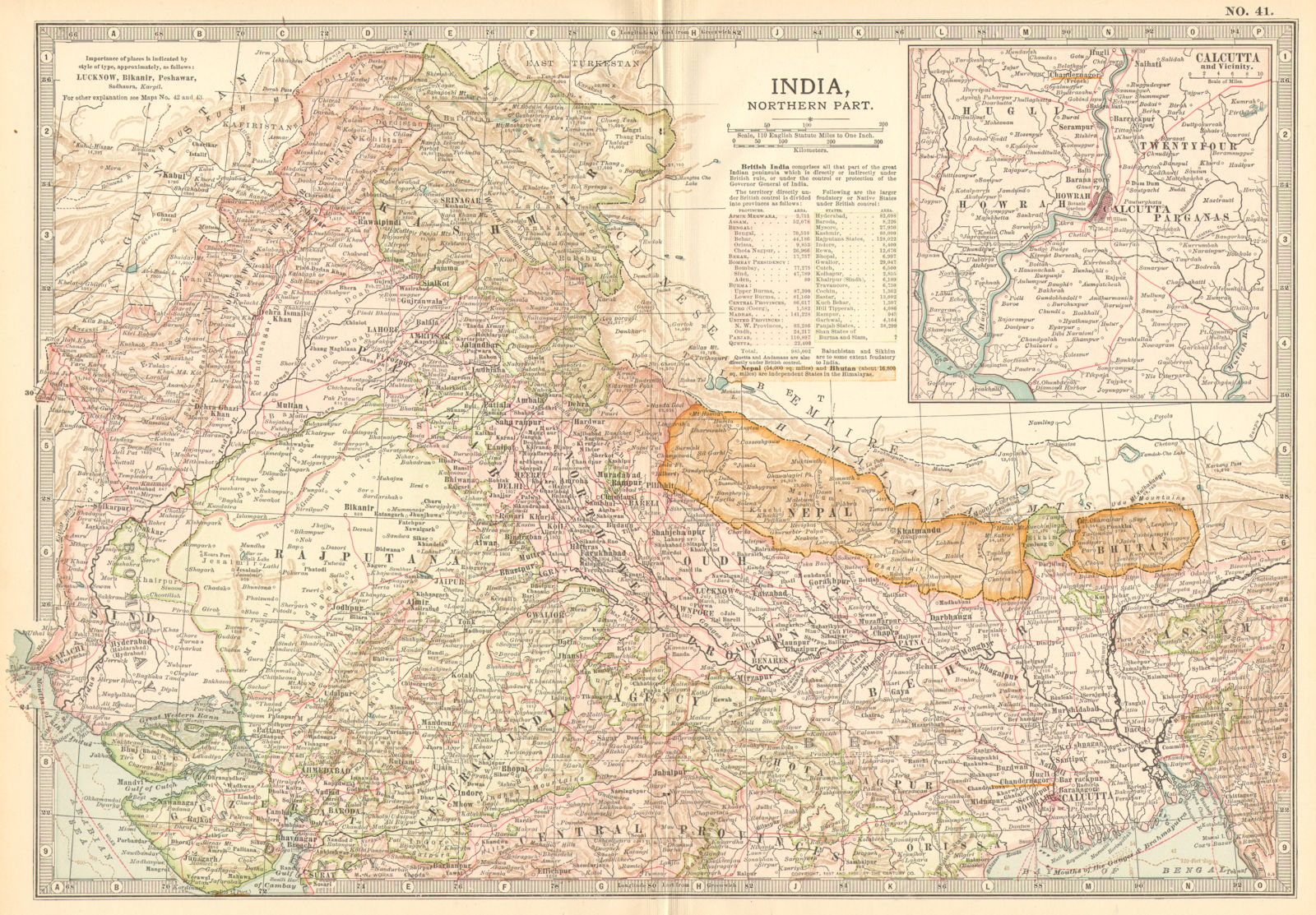 INDIA NORTH NEPAL.Kashmir Rajputana Punjab Calcutta.w/ battlefields 1903 map