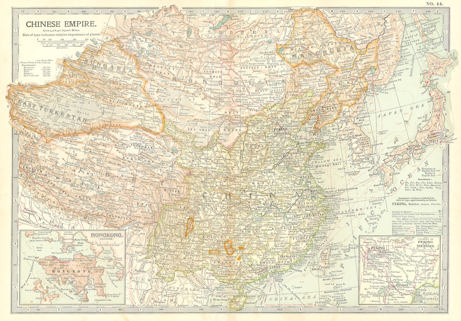 CHINA. Manchuria; Hong Kong, Beijing Peking, Tientsin 1903 old antique map