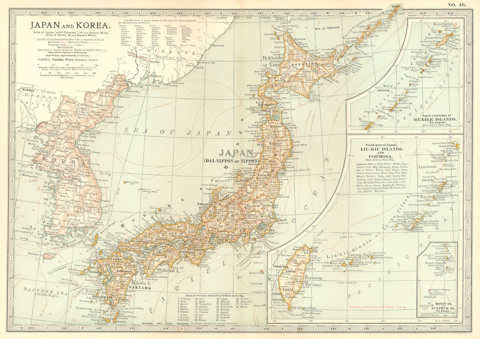 JAPAN KOREA. Sino-Japanese war 1894 Shimonoseki 1863/4 battles/dates 1903 map
