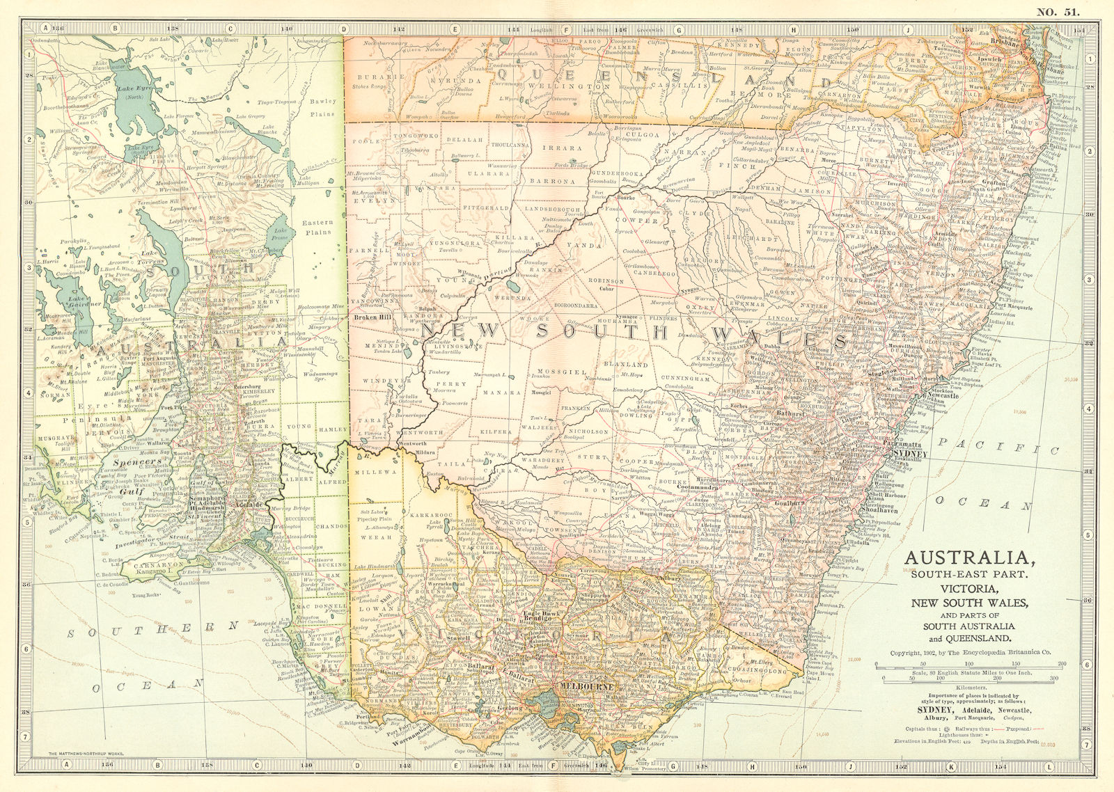 SOUTH EAST AUSTRALIA. Victoria, New South Wales, South Australia 1903 old map