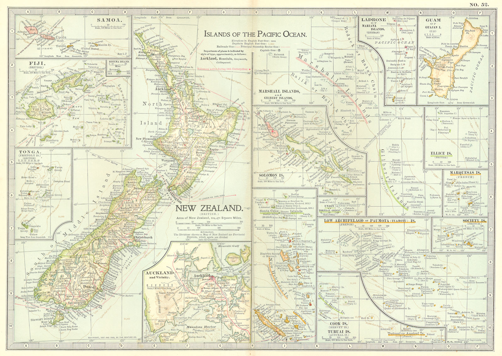 NEW ZEALAND. Fiji Guam Polynesia Samoa Polynesia Solomons; Auckland 1903 map