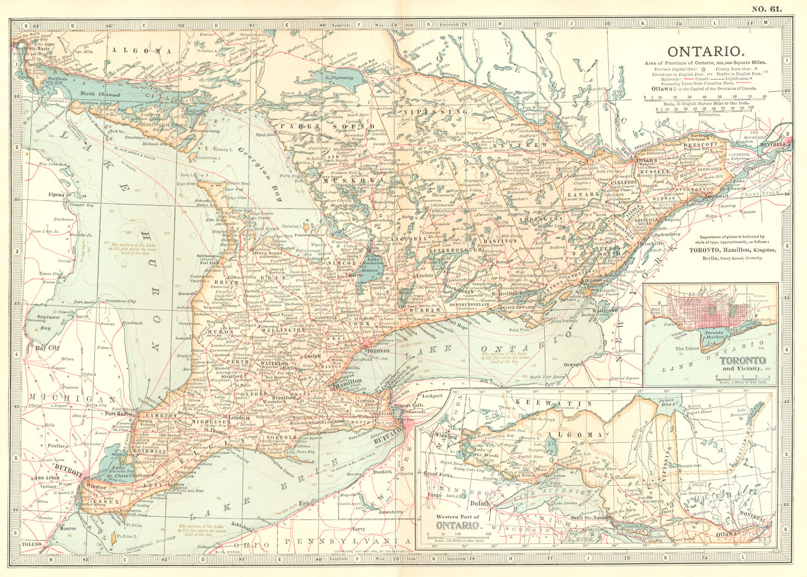 Associate Product CANADA. Ontario; Inset Toronto 1903 old antique vintage map plan chart