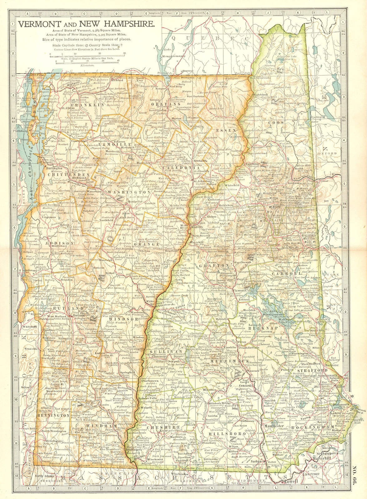 VERMONT NEW HAMPSHIRE. Shows Revolutionary war battles/dates 1775-77 1903 map