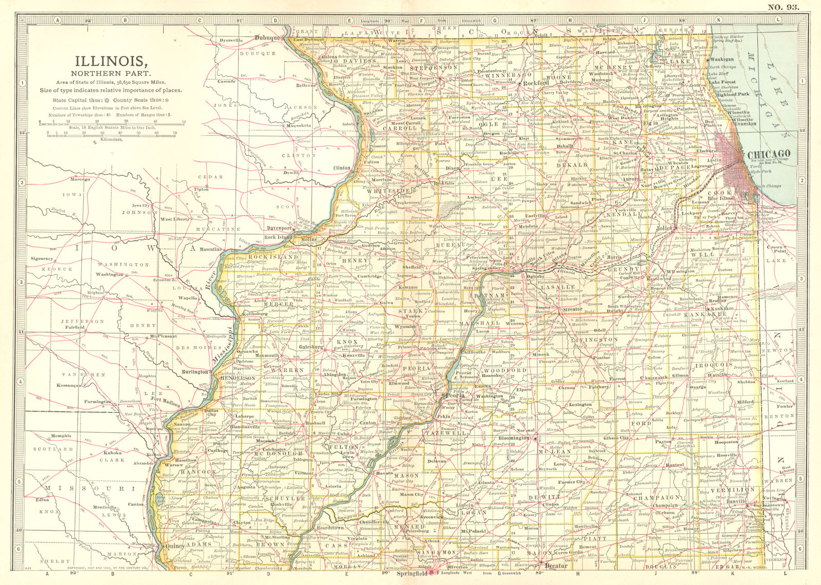 Associate Product ILLINOIS NORTH. Showing counties & Nauvoo "Mormon settlement 1840" 1903 map