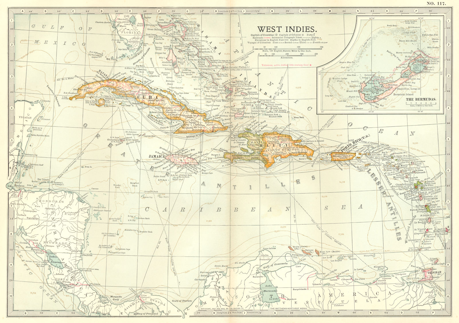 WEST INDIES. Shows voyages of Columbus & 1782 1779 1800 1809 Battles 1903 map