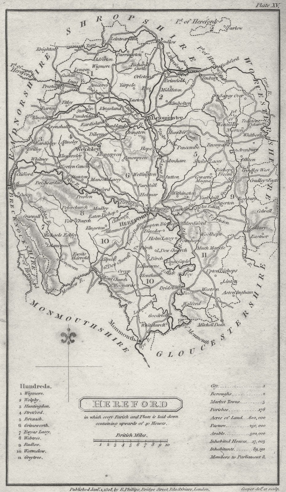 Associate Product HEREFORD. Capper. Uncommon 1808 old antique vintage map plan chart