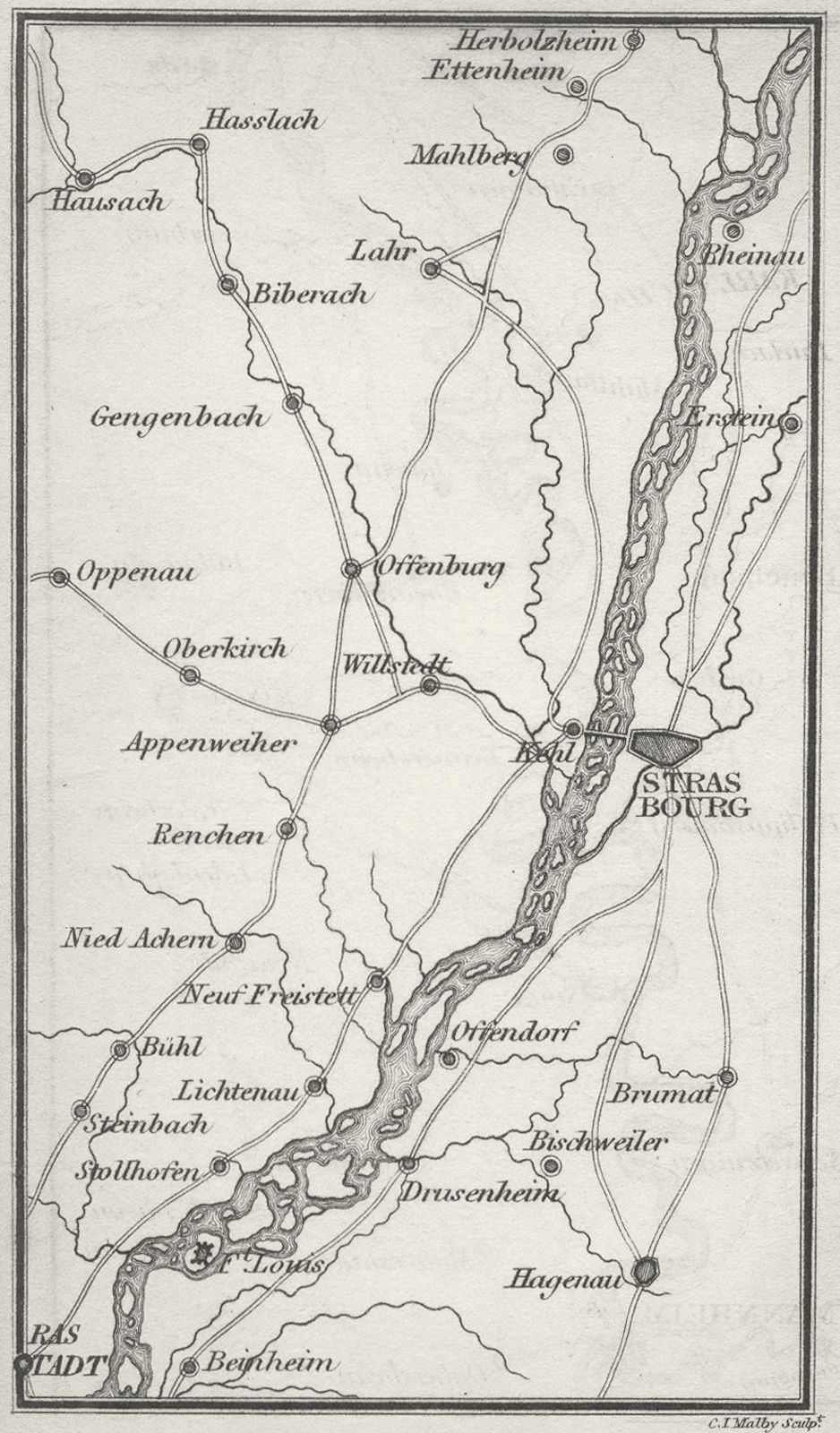 FRANCE. Coghlan. Route map 1837 old antique vintage plan chart