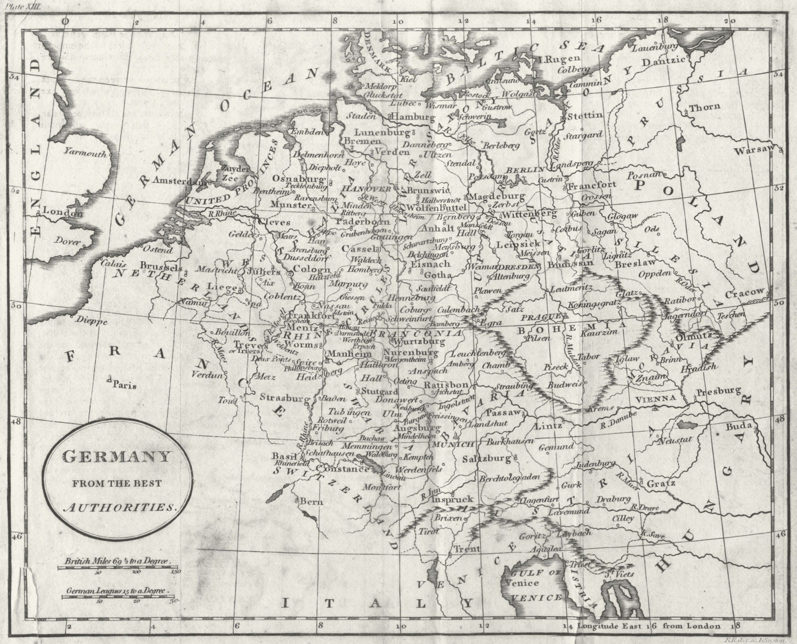 GERMANY. Guthrie OVAL TILE 1796 old antique vintage map plan chart