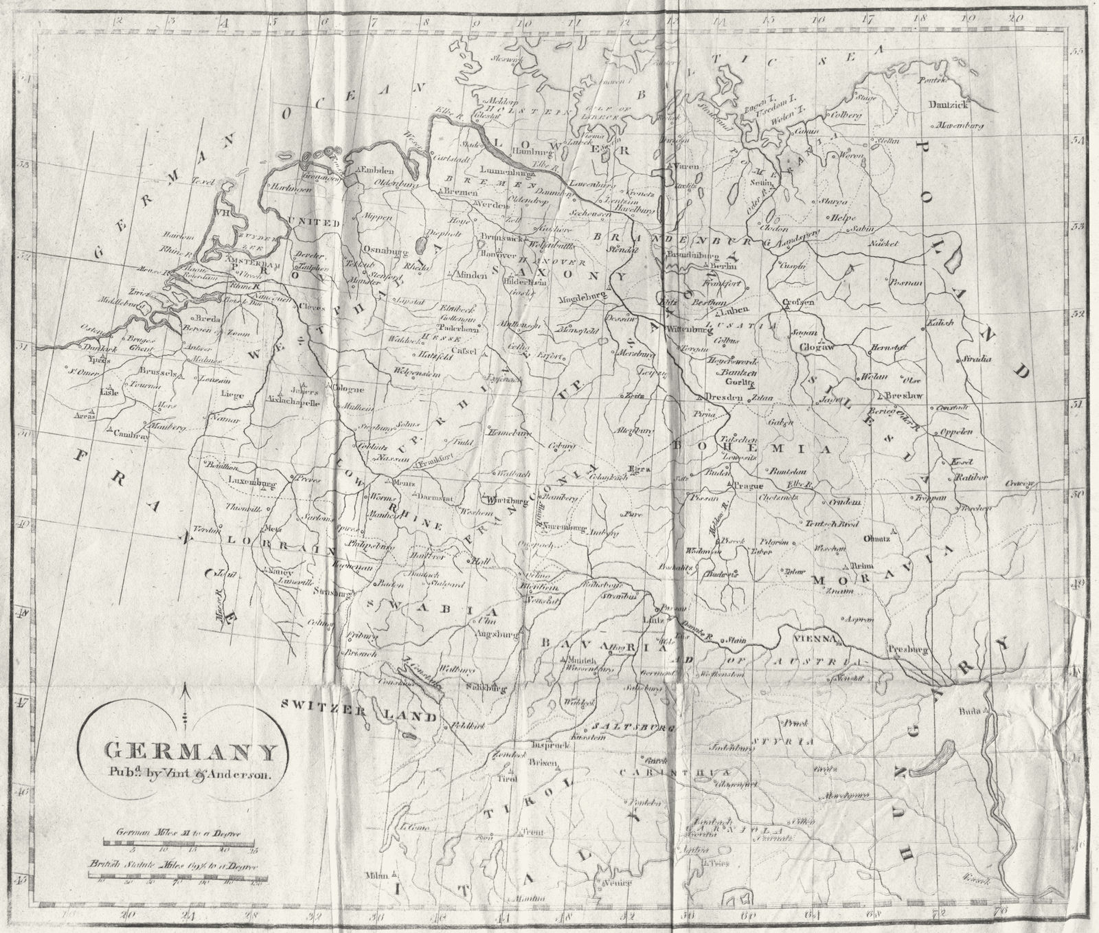 GERMANY. Vint scarce 1800 old antique vintage map plan chart