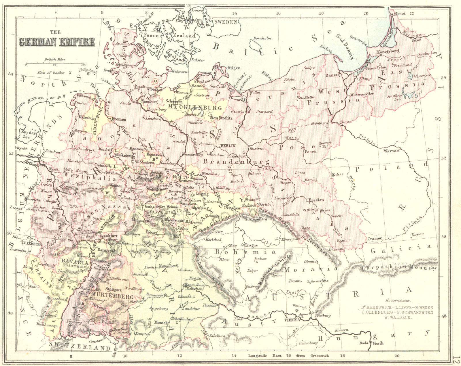 GERMANY. German Empire. PHILIPS Hughes  1892 old antique map plan chart