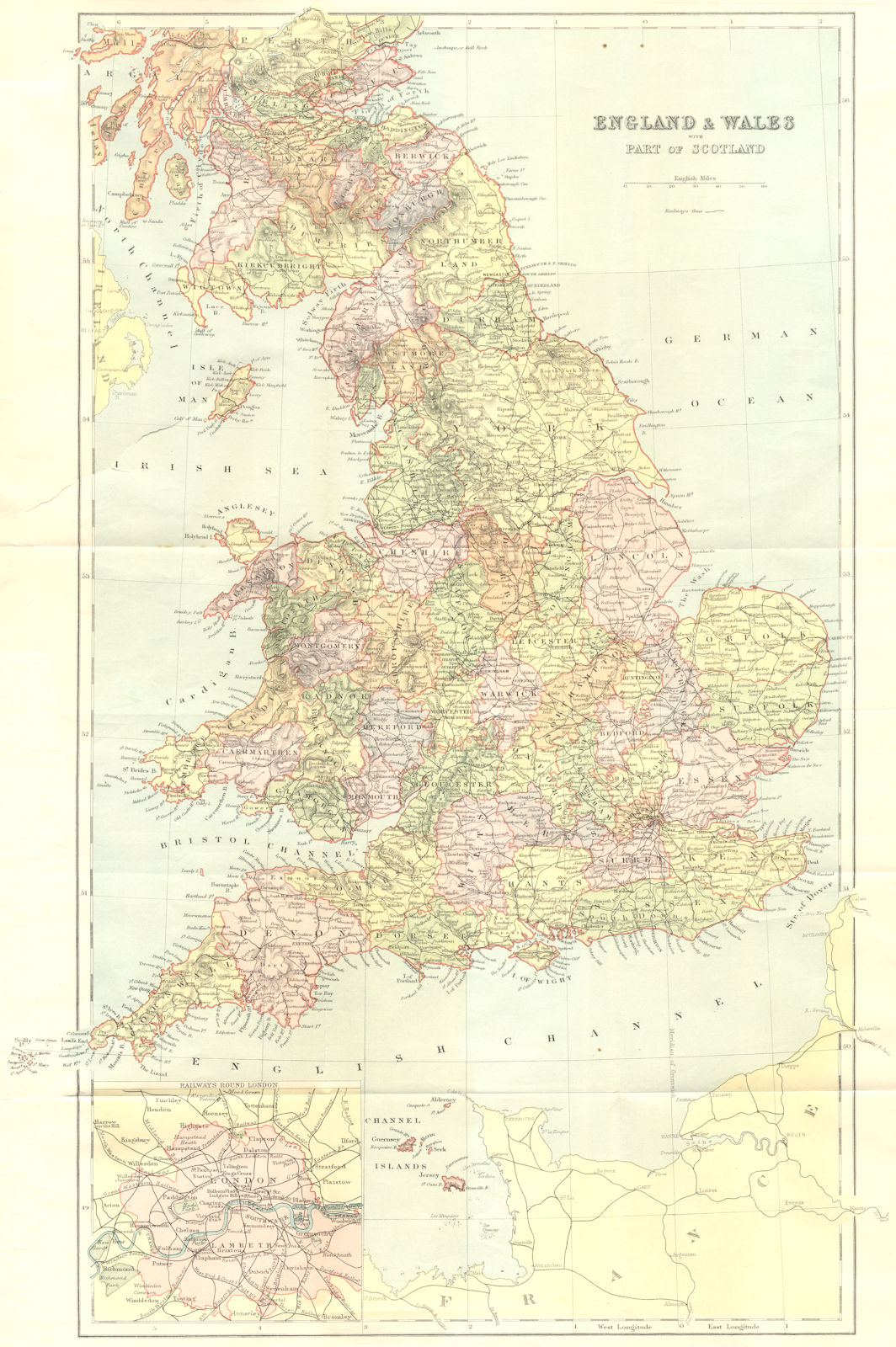 Associate Product ENGLAND WALES. Brabner Weller London inset 1895 old antique map plan chart