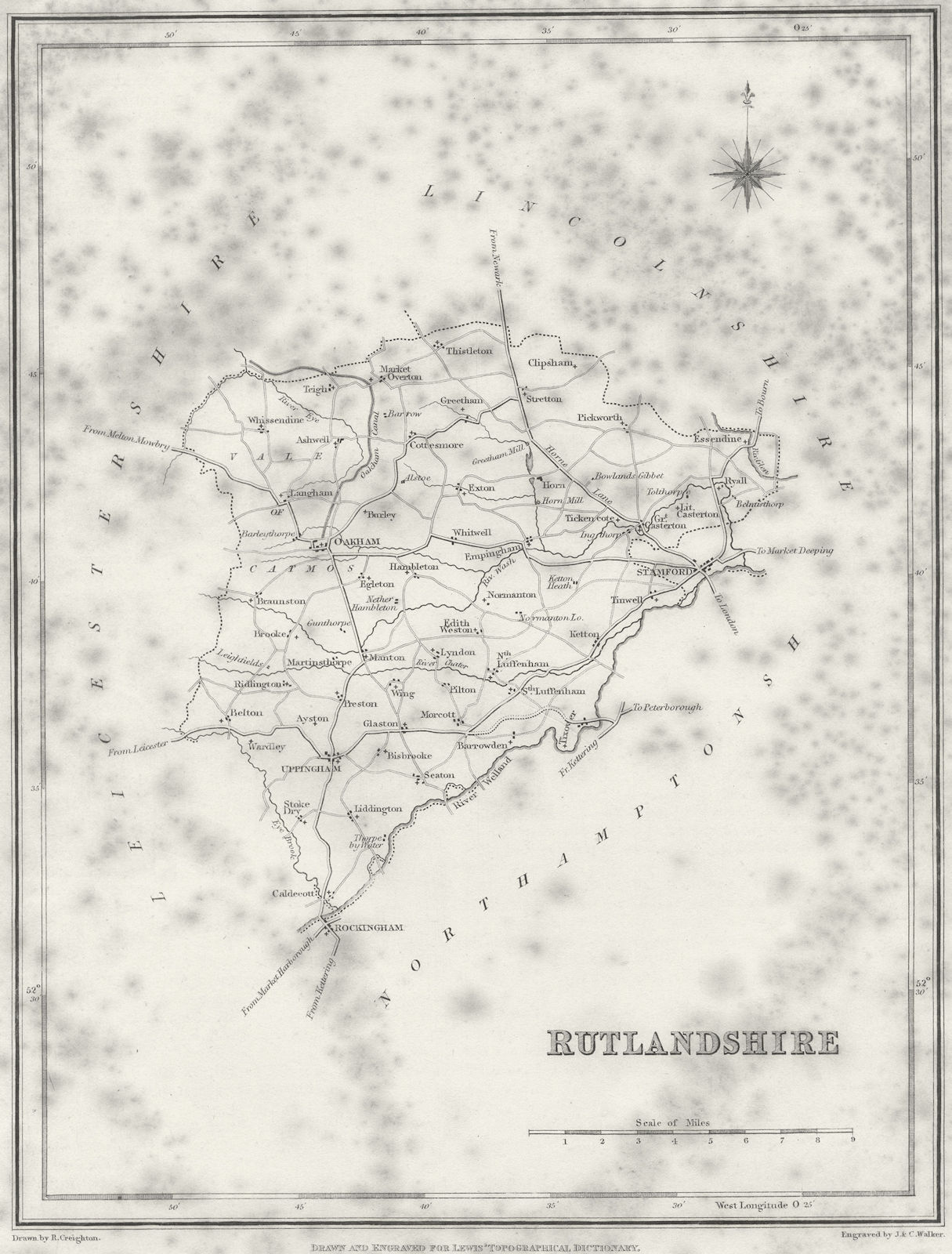 Associate Product RUTLAND. Rutlandshire. Lewis 1835 old antique vintage map plan chart