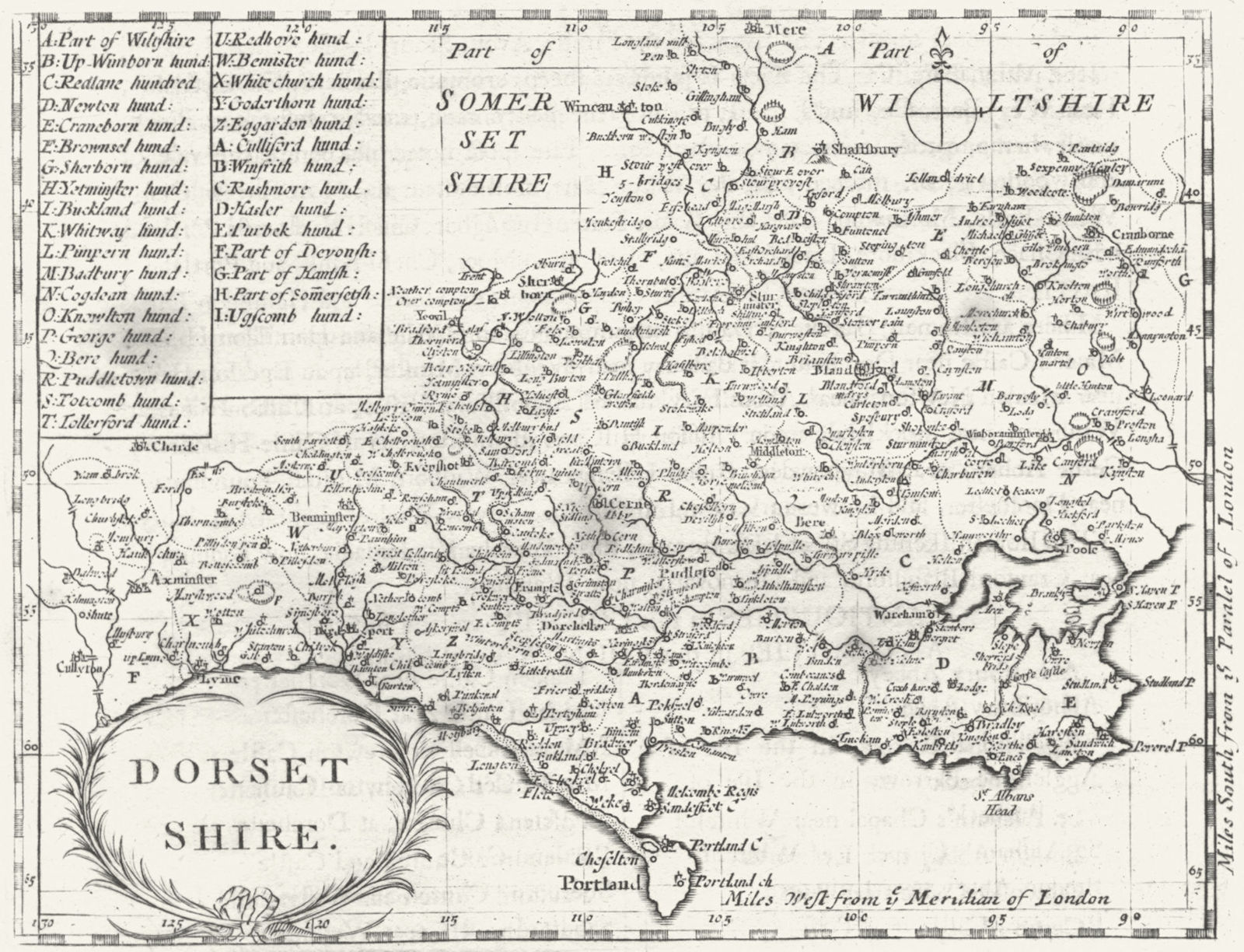 DORSET. Dorsetshire. Grose Seller 1795 old antique vintage map plan chart