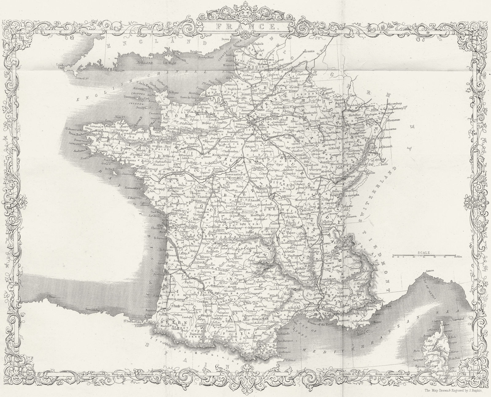 Associate Product FRANCE. Rapkin Slightly 1850 old antique vintage map plan chart