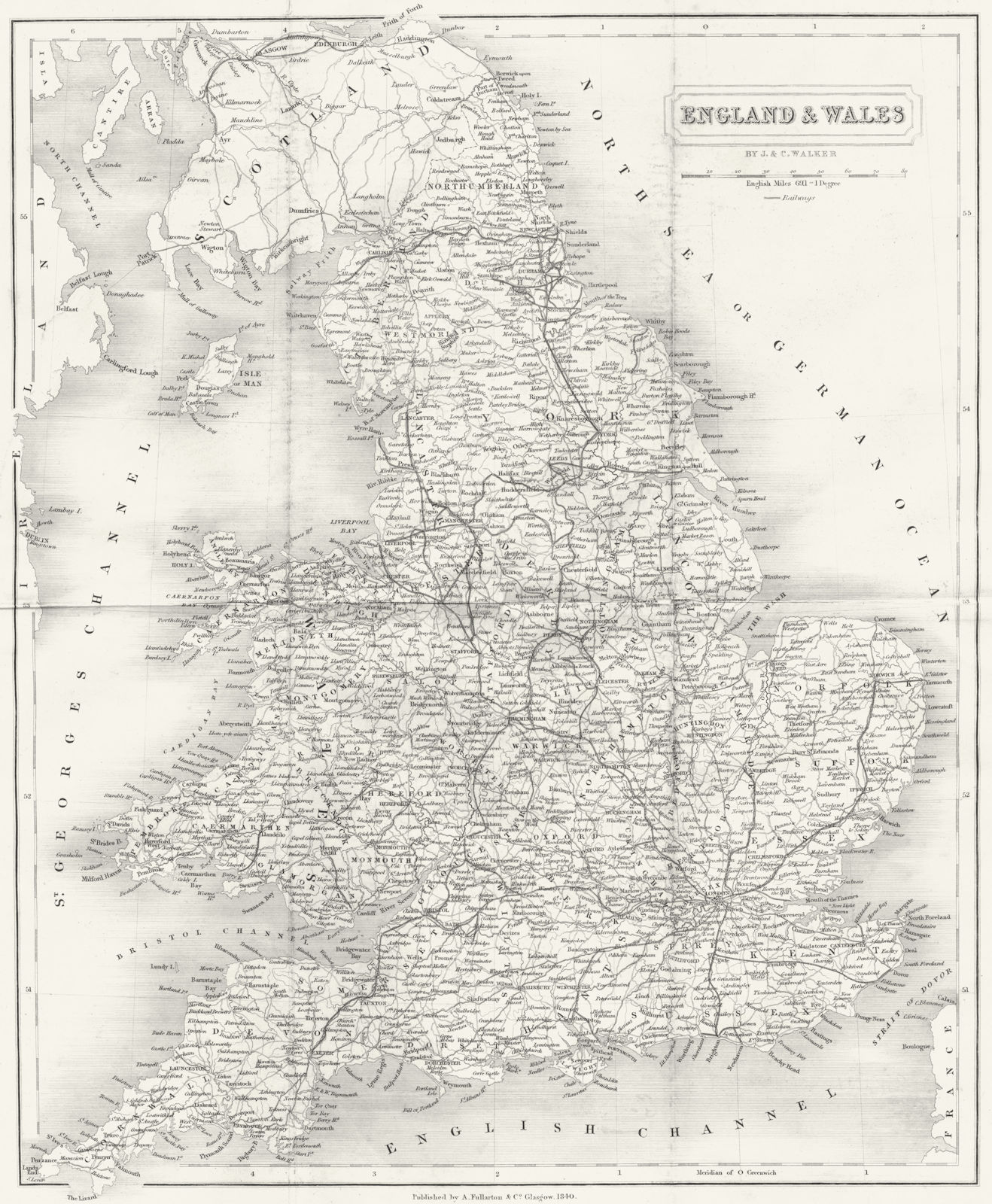 UK. Fullarton 1841 old antique vintage map plan chart