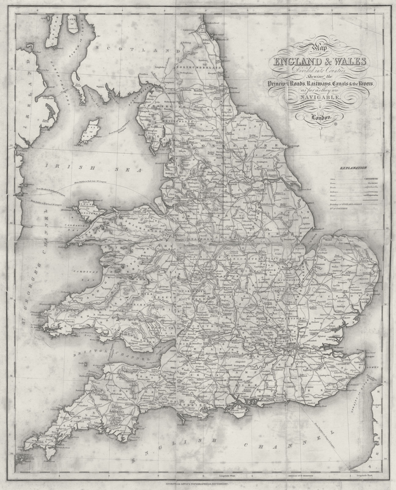 Associate Product ENGLAND WALES. Roads, rail, canals, rivers. Lewis 1831 old antique map chart