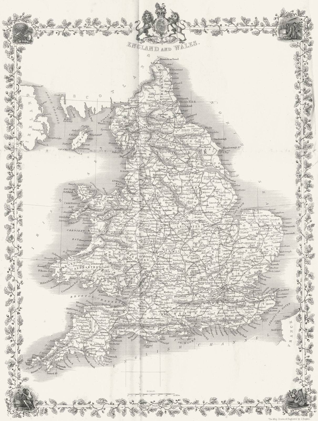UK. England Wales. Rapkin 1860 old antique vintage map plan chart
