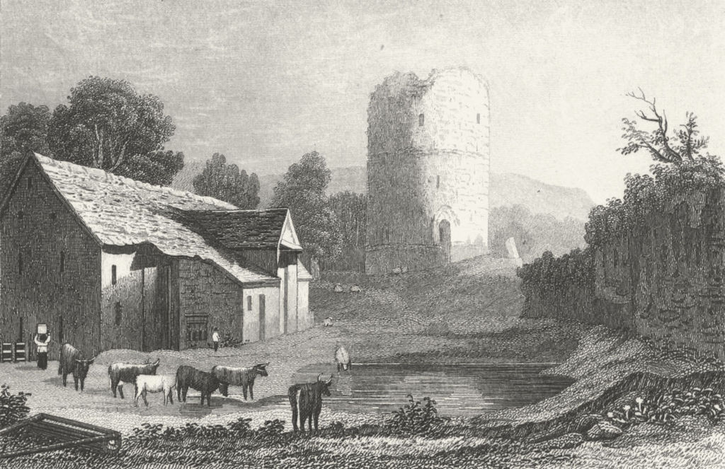 TRETOWER. Attractuve view. Brecknockshire. Wales. DUGDALE 1835 old print
