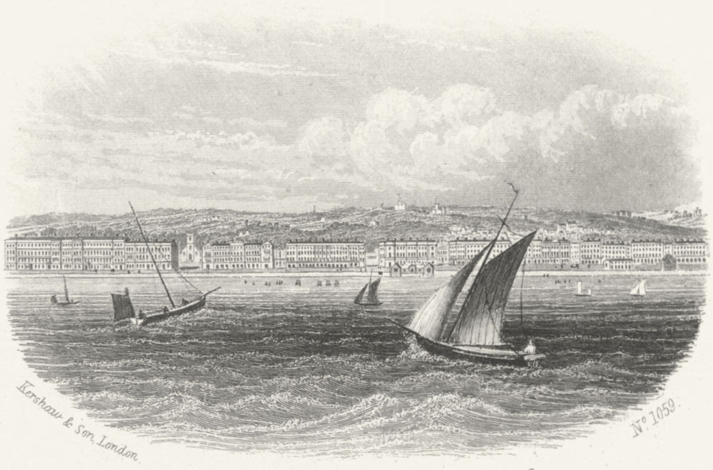 SUSSEX. St Leonards sea. Kershaw 1860 old antique vintage print picture