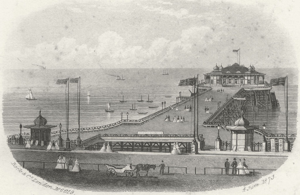 SUSSEX. Pier, Hastings. Rock 1860 old antique vintage print picture